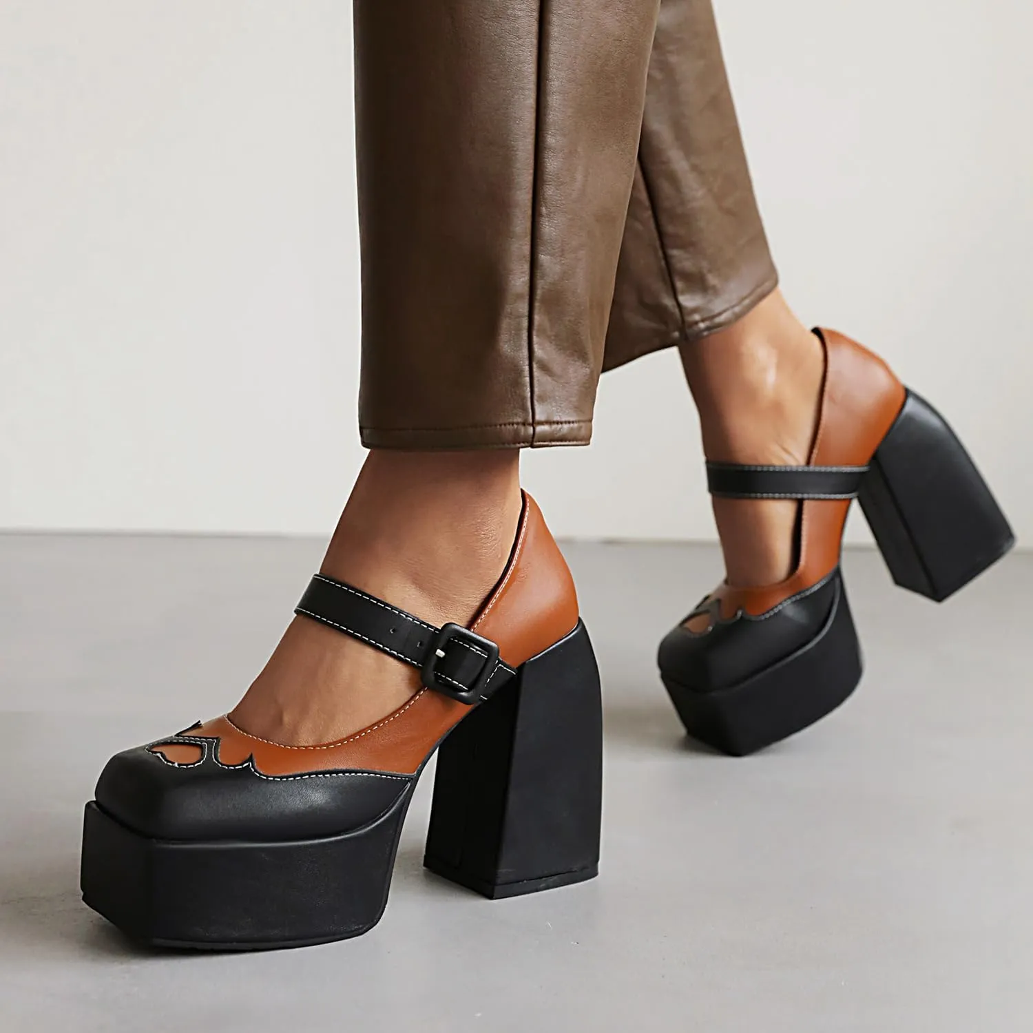 Women's Closed Toe Block Chunky Platform High Heel Dress Pumps Shoes