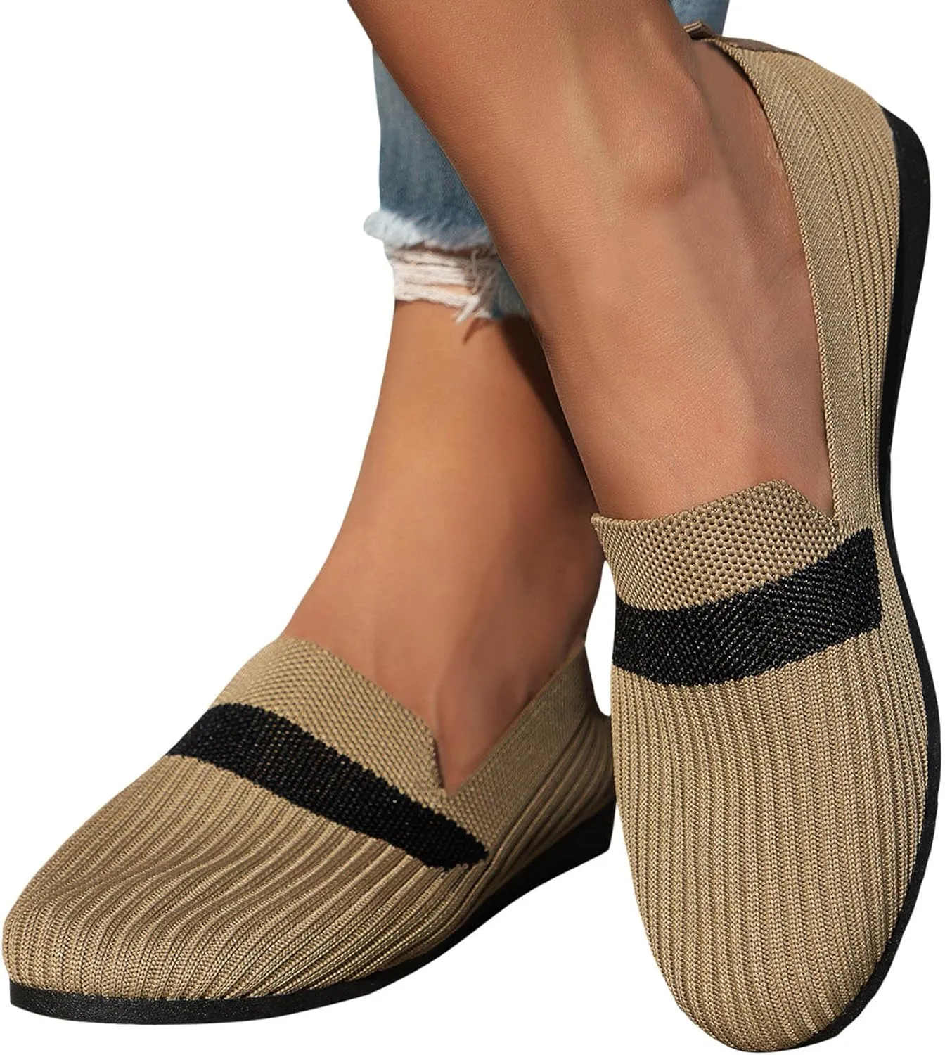 Women's Flats Walking Shoes Comfy Mesh Round Toe Ballet Flats Breathable Dress Shoe Non Slip Classical Shoes for Work