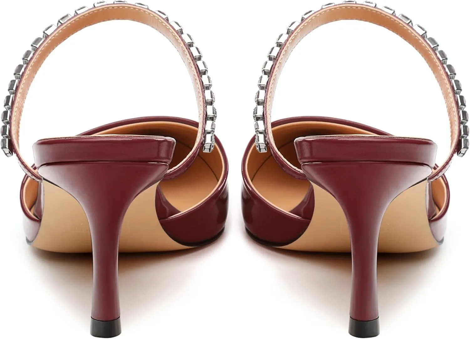 Womens Heeled Sandals Rhinestones Strap Pointed Toe Stiletto High Heels Fashion Dress Mules Shoes For Women 2.5 Inch