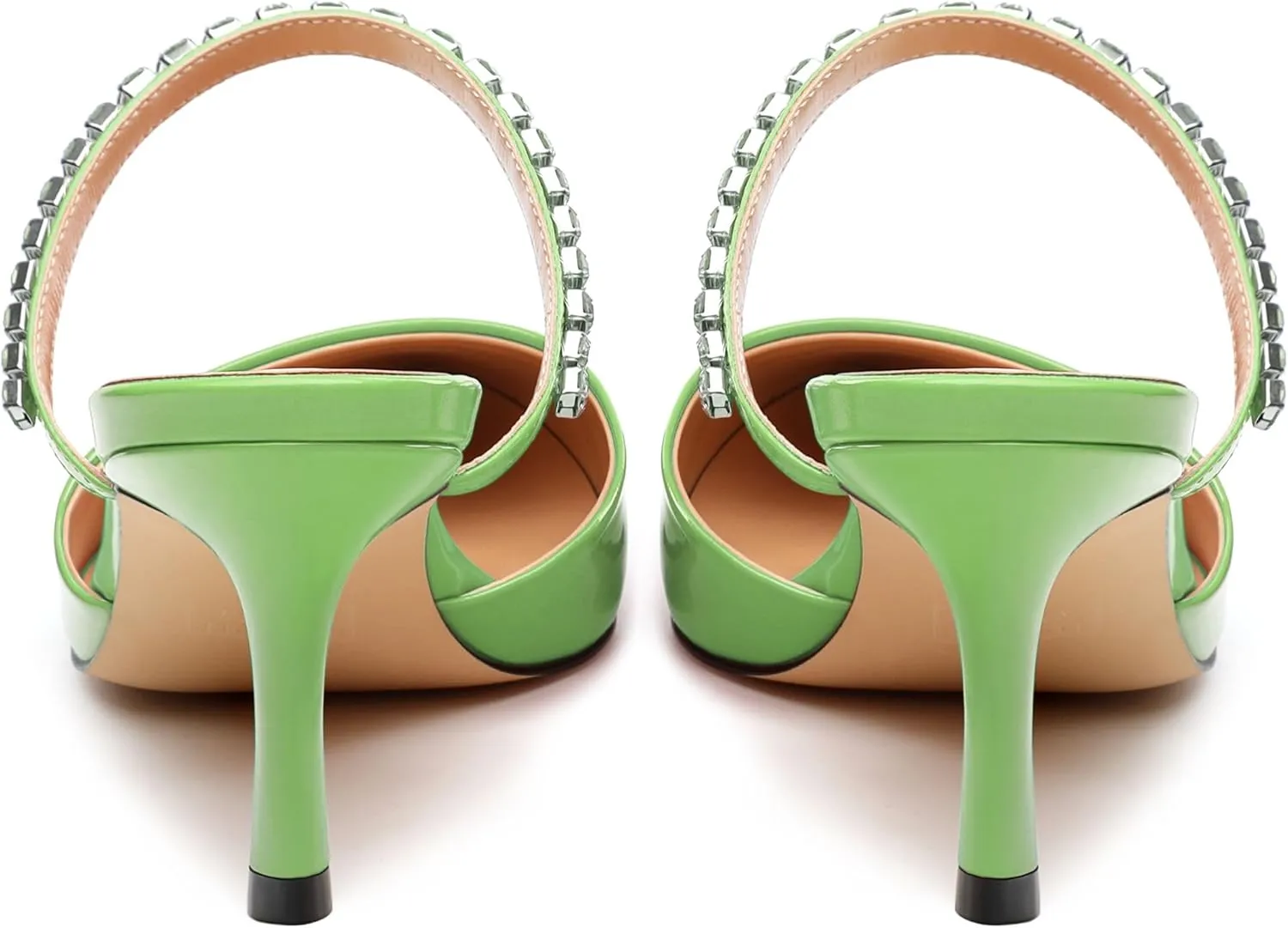 Womens Heeled Sandals Rhinestones Strap Pointed Toe Stiletto High Heels Fashion Dress Mules Shoes For Women 2.5 Inch