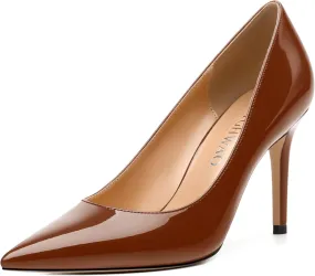 Women's Pumps, Pointed Toe Slip On High Heels, Fashion Solid Patent High Heel Shoes for Women