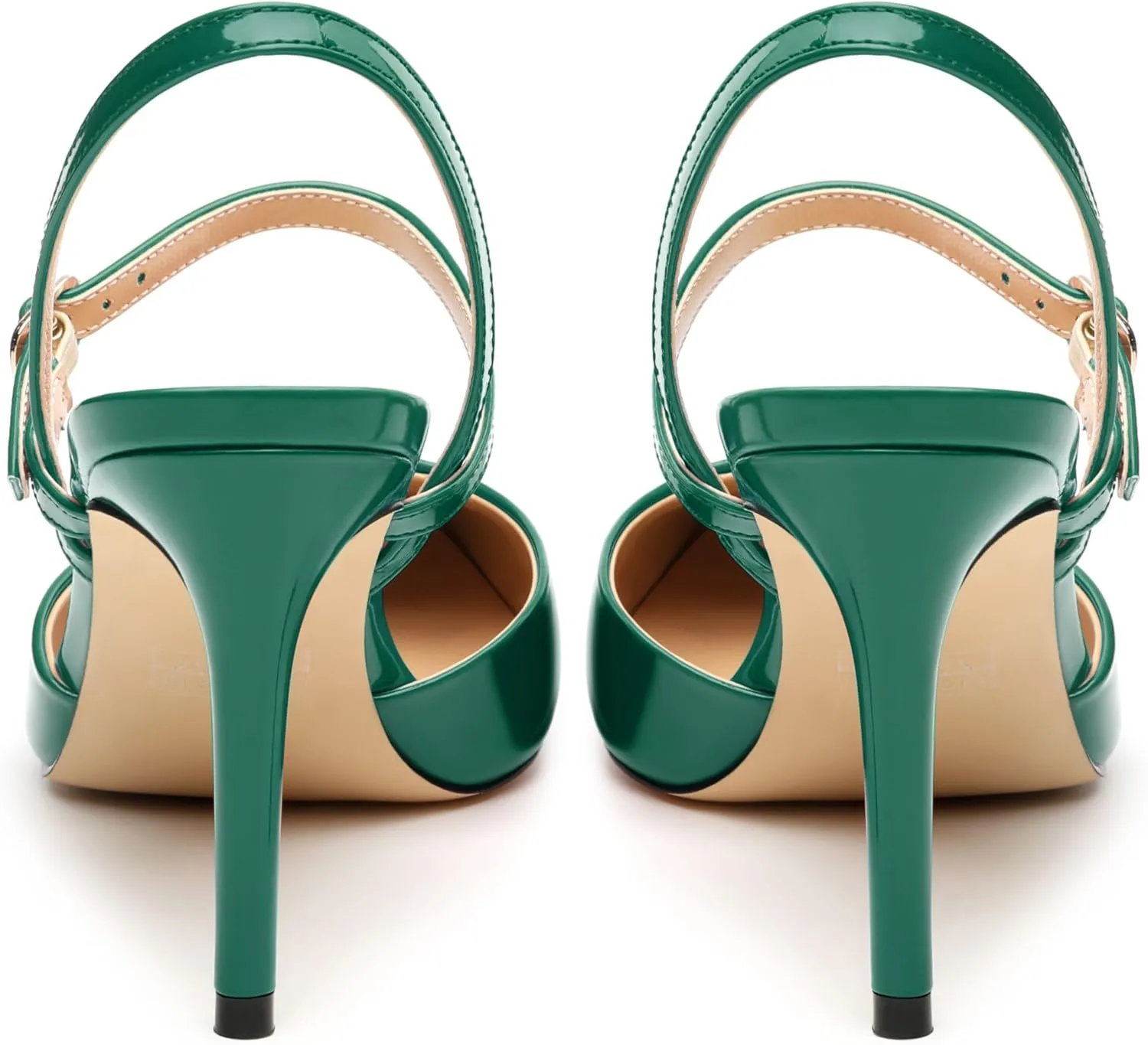 Women's Slingback Pumps, Pointed Toe Stiletto High Heels Ankle Strap Heeled Sandals Party Wedding Dress Shoes 3.35 Inch