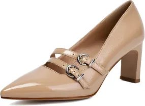 XIEDA Women's Pointed Toe Block Heels High Heel Pumps Office Work Heels Dress Shoes