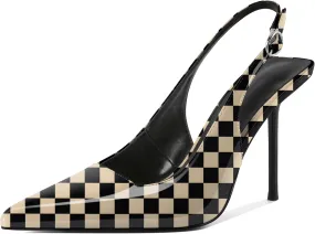 Zamikoo Slingback Heels for Women Pointed Toe Slip On Stilettos High Heel Pumps Shoes 4 Inches