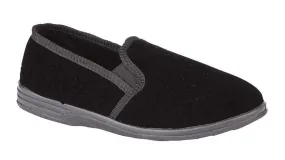 Zedzzz Mens Black Velour Slipper