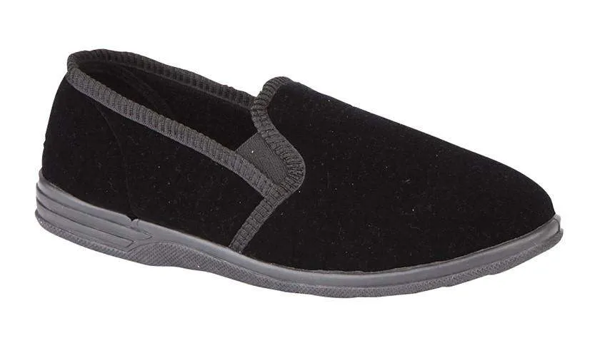 Zedzzz Mens Black Velour Slipper